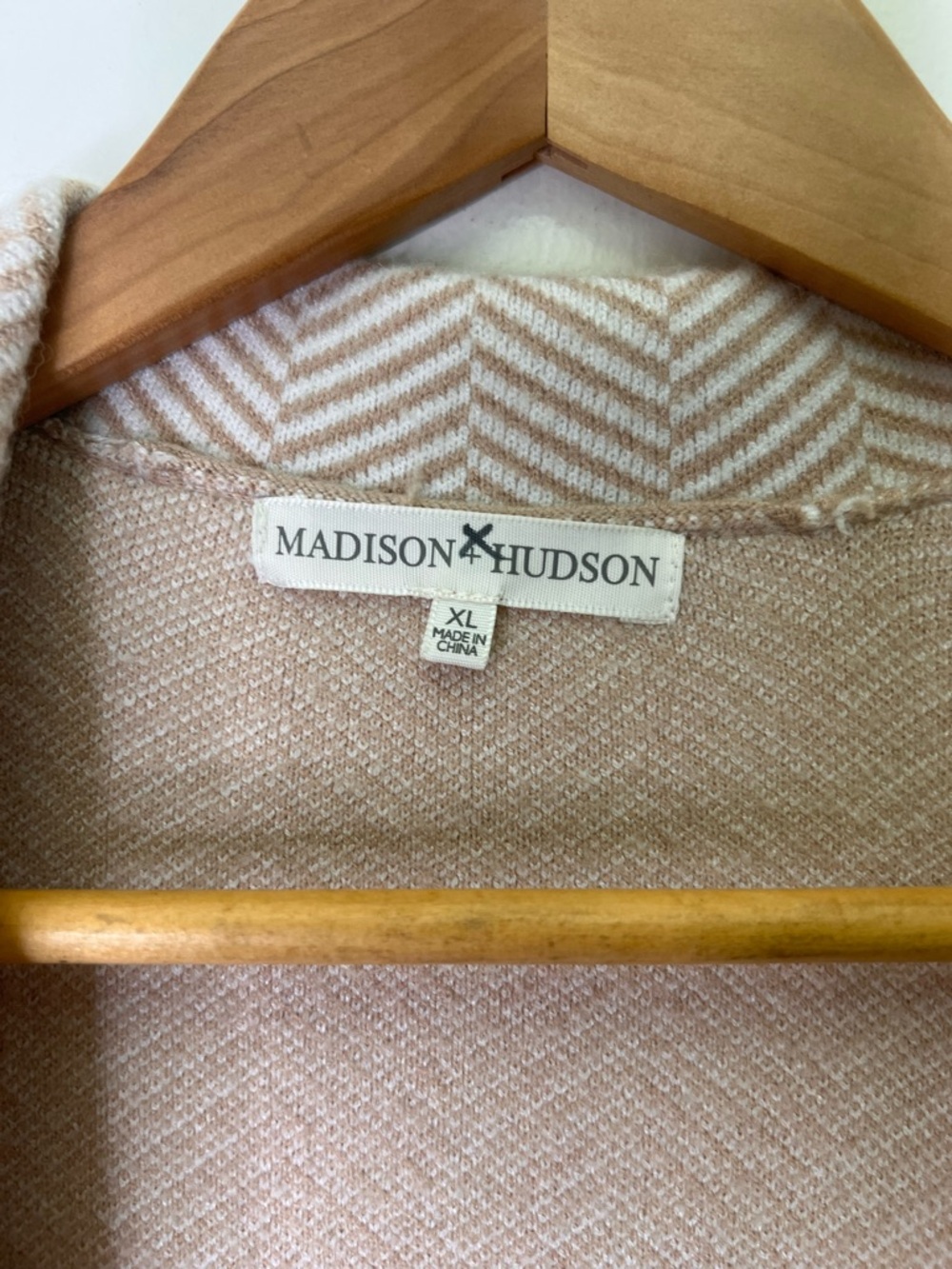 Madison Hudson Beige Herringbone Knit Blazer Cardigan XL Soft Office Chic Layer - Picture 4 of 7